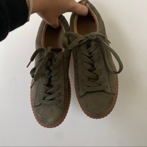 Dark Green Platform Sneakers